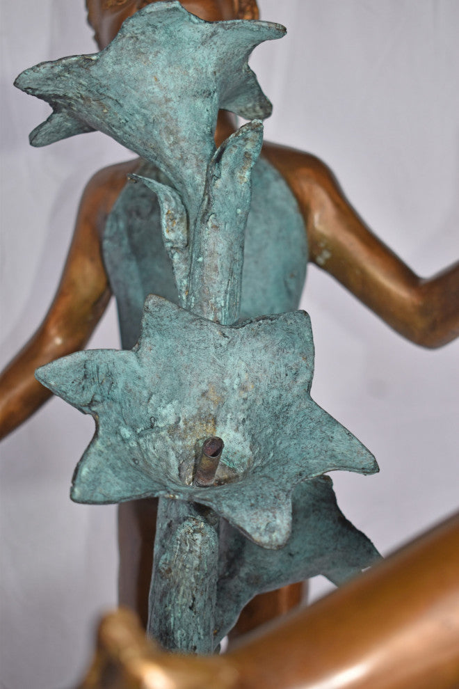 Three Girls Dancing Around Water Fountain Bronze Statue - Size: 35" x 24" x 38