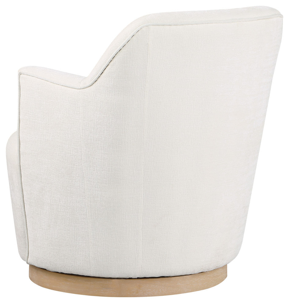 Clarita Swivel Accent Chair, Cream, Chenille Fabric