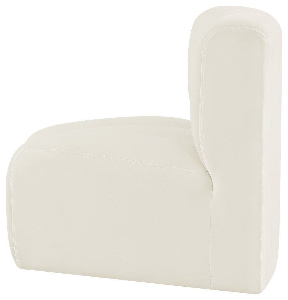 Arc Upholstered Modular Component, Cream, 1-Piece: Curved Corner, Velvet