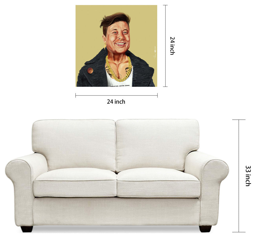 "Hip Elon" Frameless Reverse Printed Tempered Art Glass Wall Art