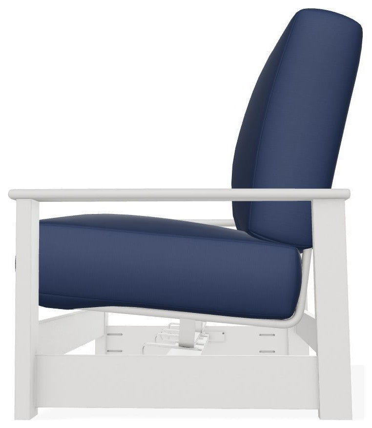 Leeward Deep Seat Outdoor Loveseat with Hidden Motion, Navy/Snow