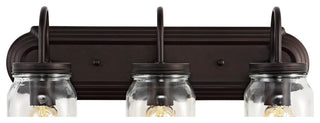 Gaines 19.3" 3-Light Farmhouse Mason Jar LED Vanity, Oil Rubbed Bronze/Clear