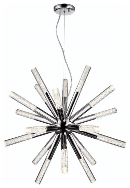 Empire 1 Light Chandelier, Chrome with Seeded Acrylic