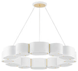 Opal 12 Light Chandelier, Soft White/Vintage Brass