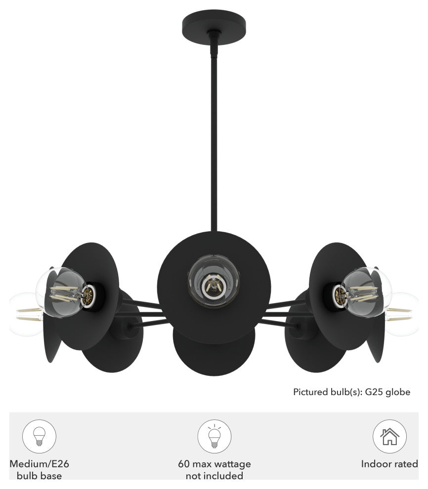 Fernando Flat Matte Black 8 Light Chandelier