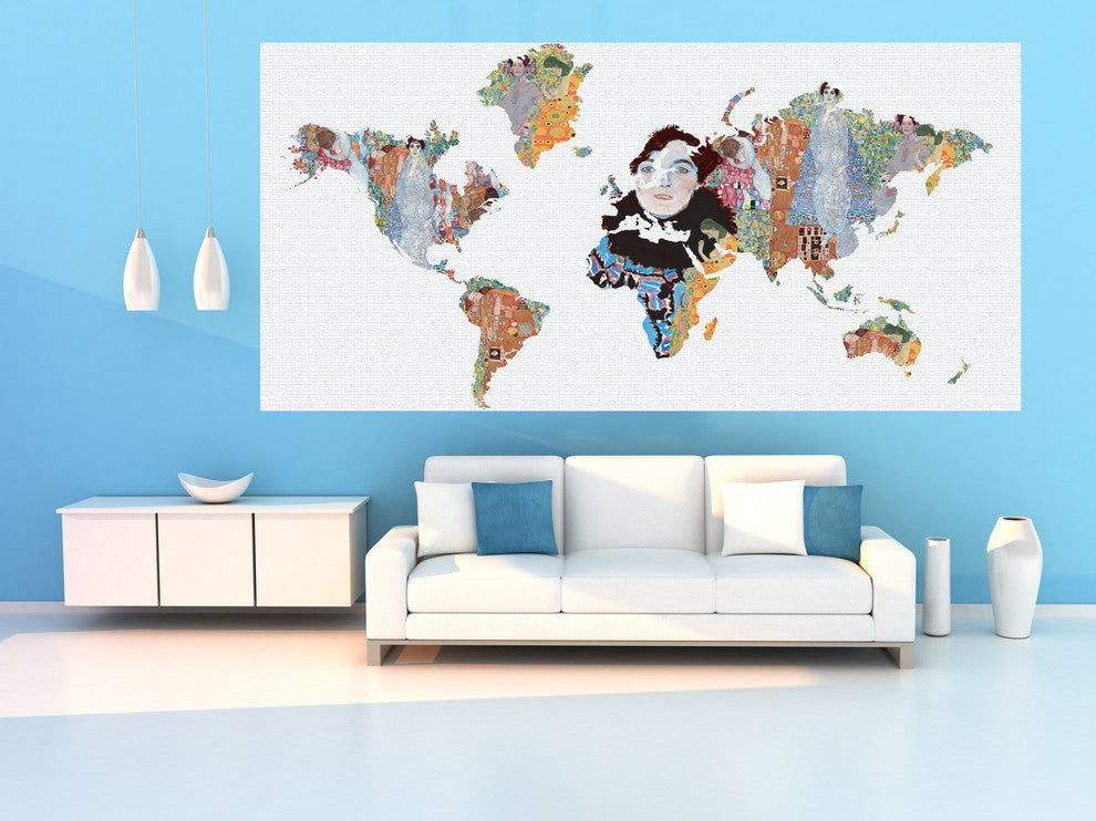 Studio Map Mural, Klimt Collage, Peel and Stick, 3 Panels, 124"x60"