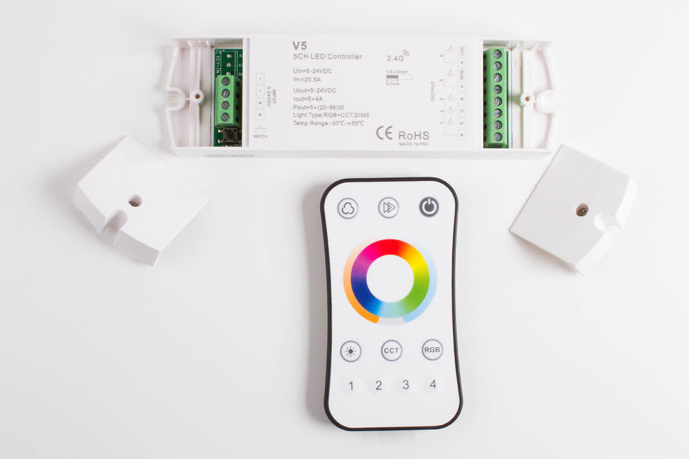 RGB RGBw ww/Cw CCT LED Strip Light Controller 5 In 1 Compatible For LED Light