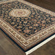 Mackenzie Intricate Medallion Dark Blue/ Ivory Fringed Area Rug, 3'10"X5'5"