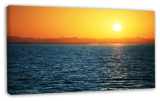 Beautiful River View At Sunset, Large Seashore Canvas Print, 32"x16"
