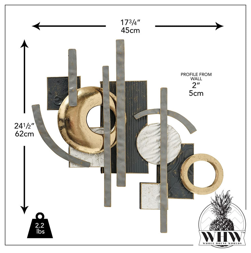 Abstract Geometric Wall Sculpture, 24 Inches