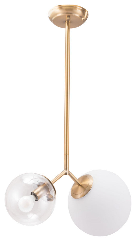 Pendant Ceiling Light Fixture, Glass, Steel Metal, Brass, Gold, White, Clear