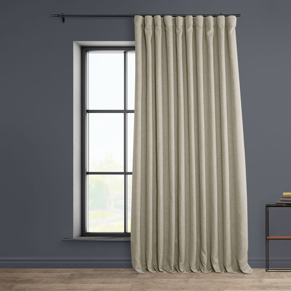 Faux Linen Extra Wide Room Darkening Curtain Single Panel, Oatmeal, 100"x84"