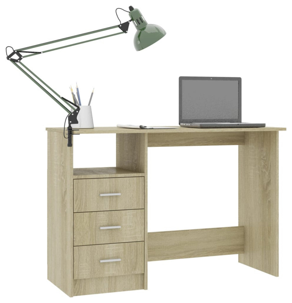 vidaXL Desk with Drawers Standing Computer Desk Sonoma Oak Engineered Wood