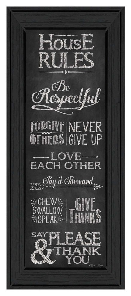 "House Rules" By Susan Ball, Printed Wall Art, Ready To Hang, Black Frame