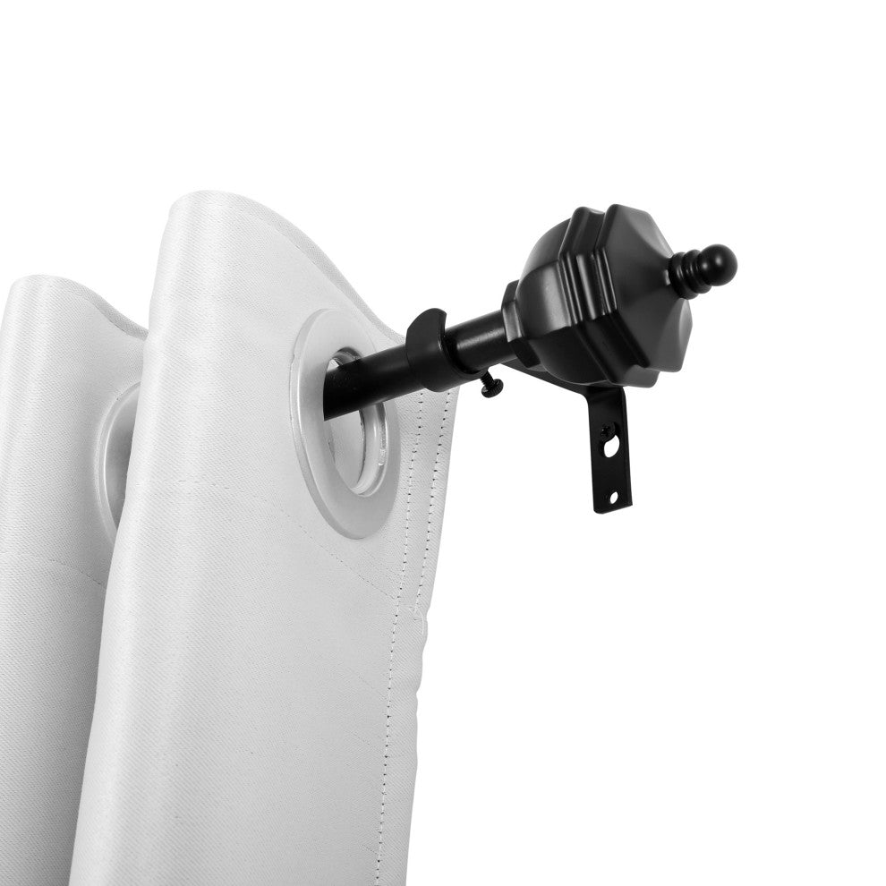 Utopia Alley Curtain Rod With Decorative Urn Finial, 28-48", Black
