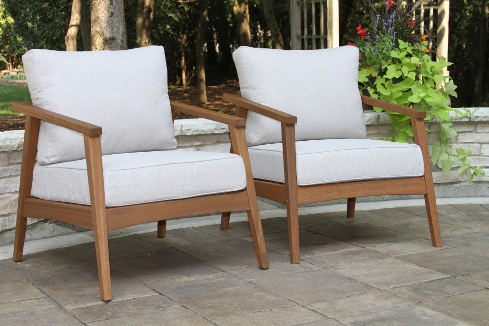 Modern 4-Piece Seating Group, Eucalyptus With Olefin Fabrics
