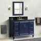 49" Single Sink Vanity, Blue Finish With Black Galaxy Granite