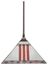 1-Light Stem Hung Pendant, Bronze/Purple & Metal Leaf Art