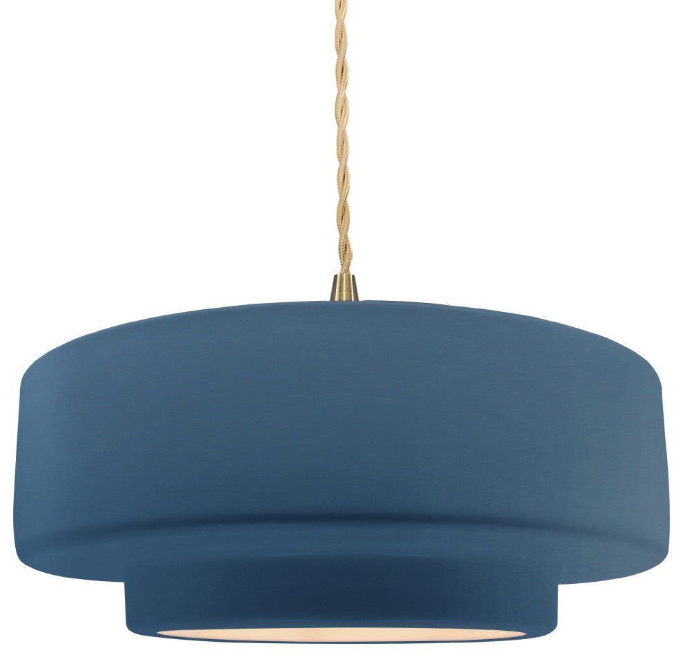 Radiance Medium Tier Pendant, Midnight Sky Frame, Brushed Brass, LED, Beige