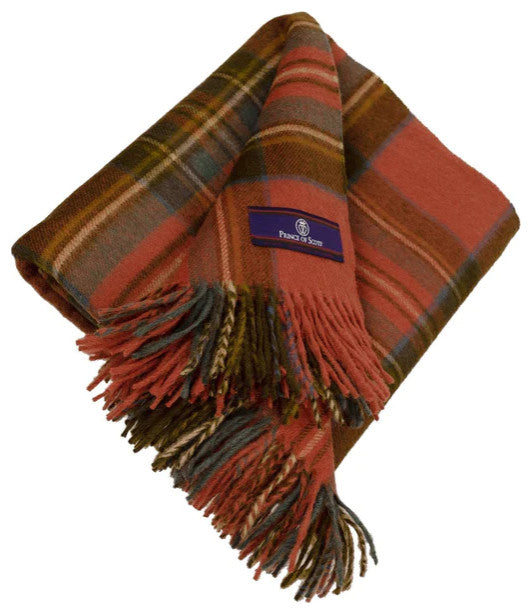 Prince of Scots Highland Tweed Merino Wool Throw, Antique Royal Stewart