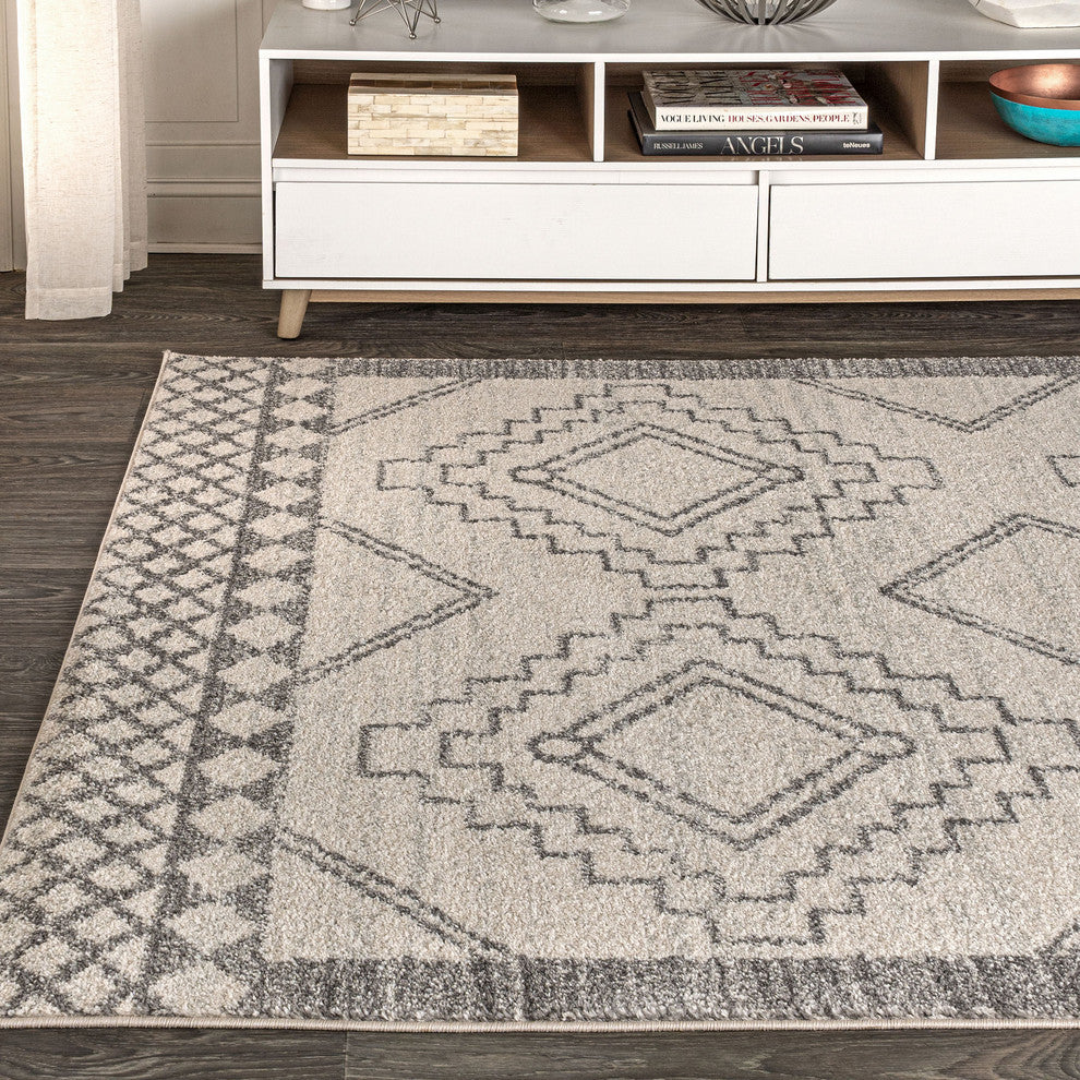 Amir Moroccan Beni Souk Rug, Cream/Gray, 4 X 6