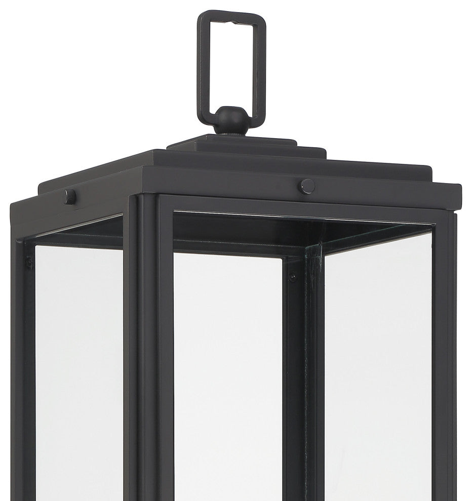 Byron 3-Light Matte Black Outdoor Lantern Post