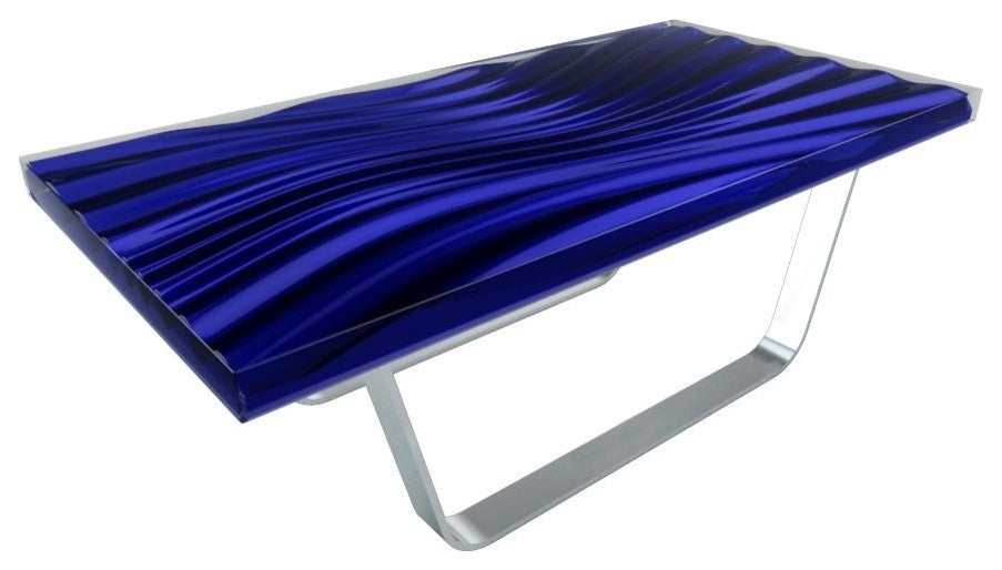 Modern Wave Coffee Table, Red_Metal Profile_Brushed Bronze