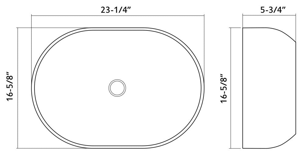 Dowell Ceramic Oval Vessel Sink, Black