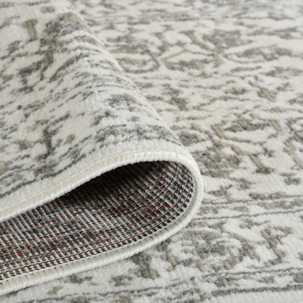 Alpine Fany Power-Loomed Polypropylene Area Rug, Light Gray, 6'7"x9'