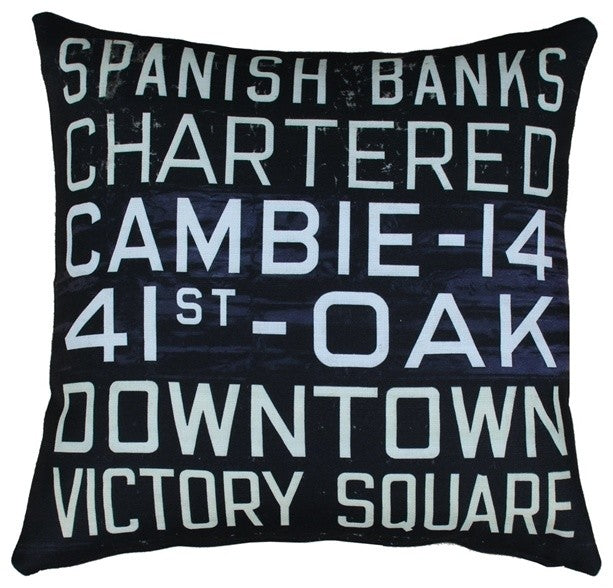 Pillow Decor - Vancouver Bus Scroll 20 x 20 Throw Pillow