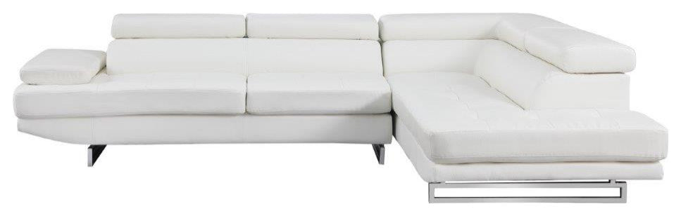 Brooklyn White Leather Air Sectional Right Arm Facing