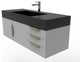 CastelloUSA Amazon 48" Wall Mounted Vanity Set, Gray, Black Top, Gold Handles