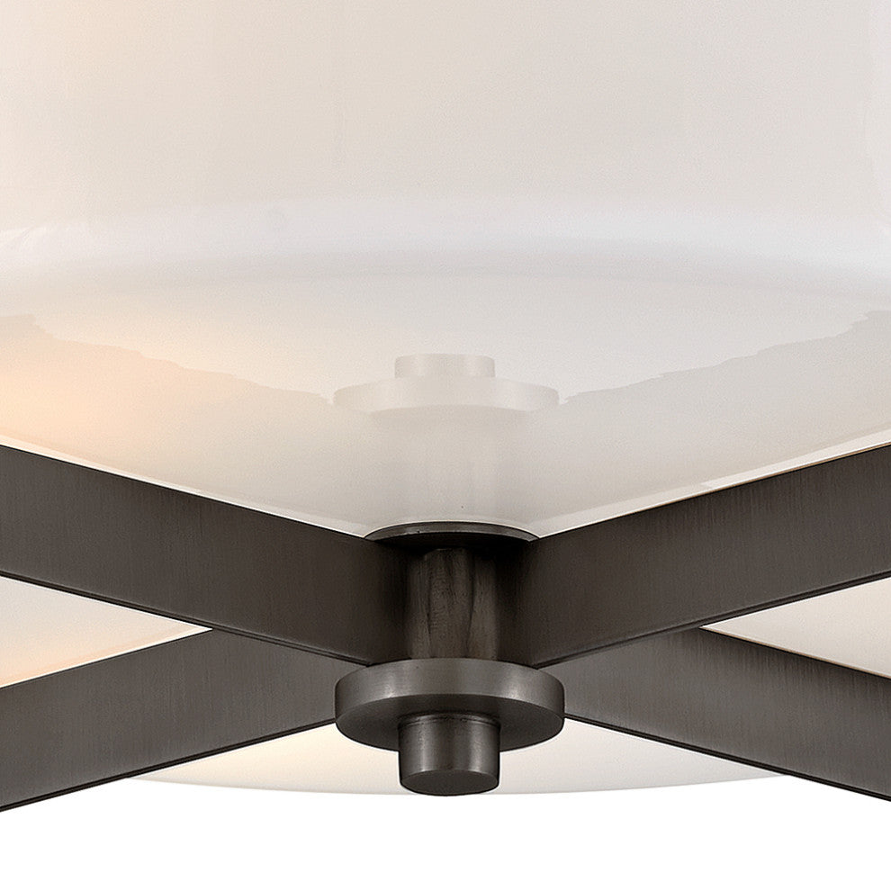 Hinkley 15.25" Baxley Semi-Flush Ceiling Light - Black Oxide + Cased Opal