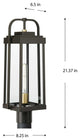 Walcott 1-Light Antique Bronze Brasstone Accents Clear Glass Outdoor Post Light