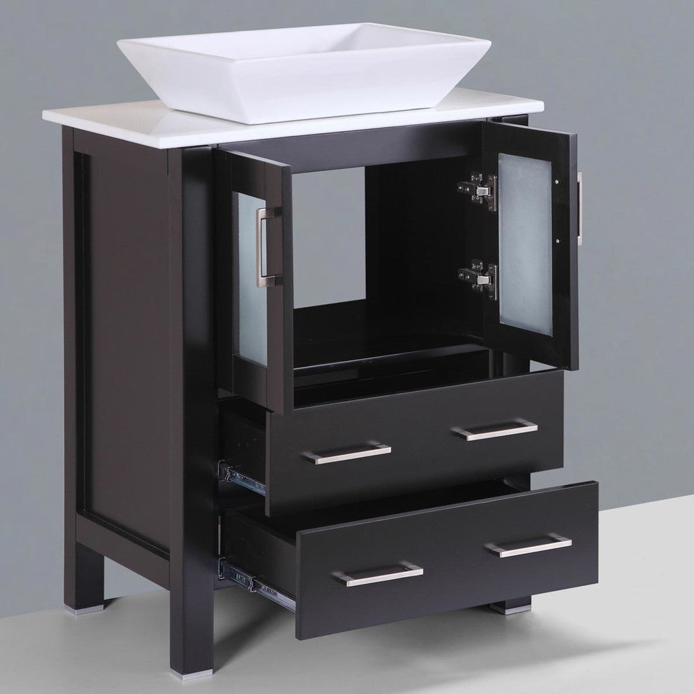 Modern Vanity Cabinet Sets Style 2 by LessCare, Espresso, 30"