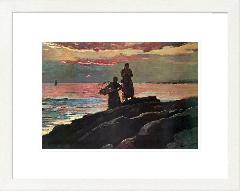 "Sunset Saco Bay" Framed Digital Print by Winslow Homer, 25x20"