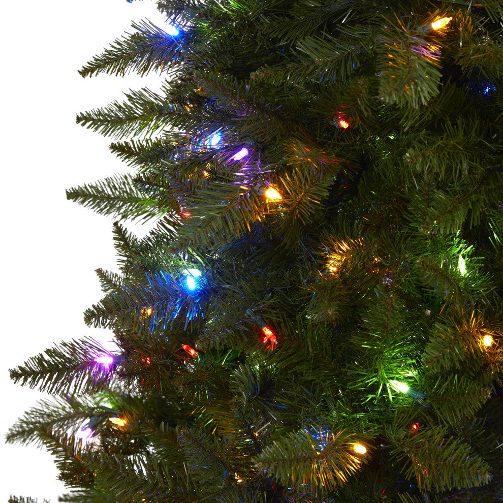 6.5' Vermont Spruce Faux Xmas Tree W/Multicolor Multifunction& Bendable Branches