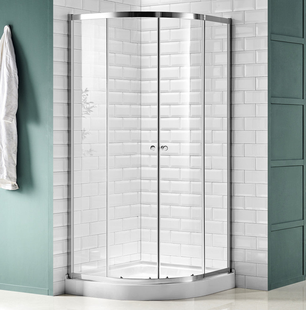 ANZZI Mare 35" x 76" Framed Sliding Shower Enclosure, Polished Chrome