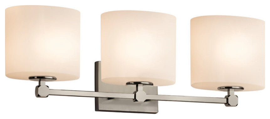 Tetra 3-Light Bath Bar, Oval Shade, Brushed Nickel, Opal, LED