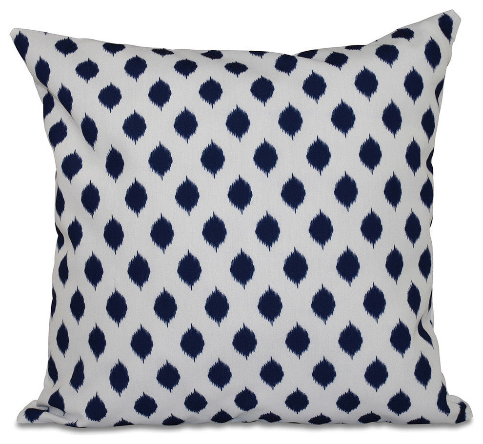 Cop-Ikat Geometric Print Outdoor Pillow, Spring Navy, 20"x20"