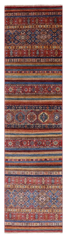 2' 7" X 10' 2" Handmade Khorjin Super Kazak Wool Runner Rug Q11108