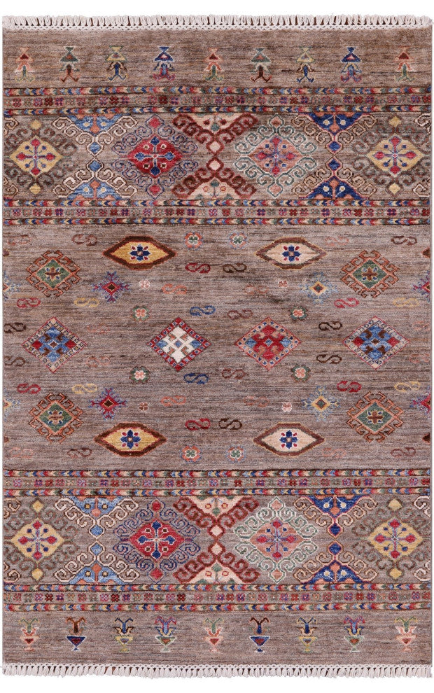 3' 7" X 5' 3" Khorjin Super Kazak Hand Knotted Wool Rug Q10130