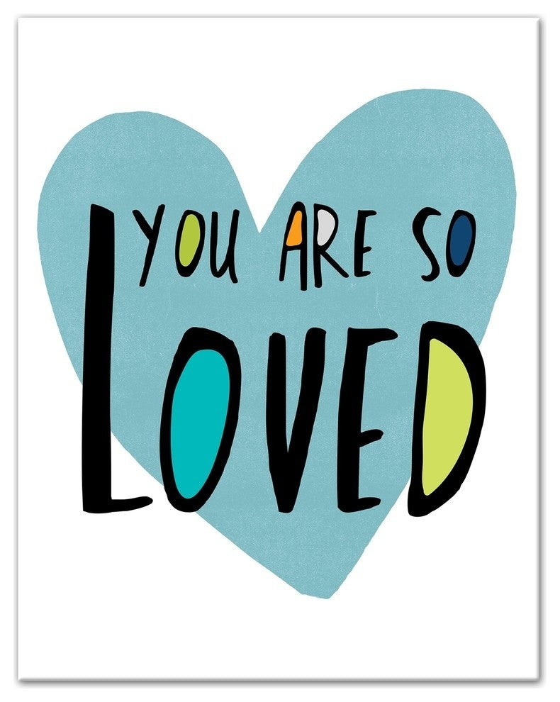 You Are So Loved Blue Heart 11x14 Canvas Wall Art