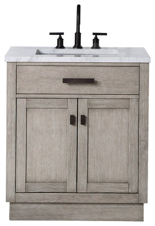 Chestnut 30" Bath Vanity, Grey Oak, Mirror, Oil-Rubbed Bronze Hardware