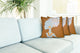 Brown Blue Lady Patchwork Cotton Throw Pillow