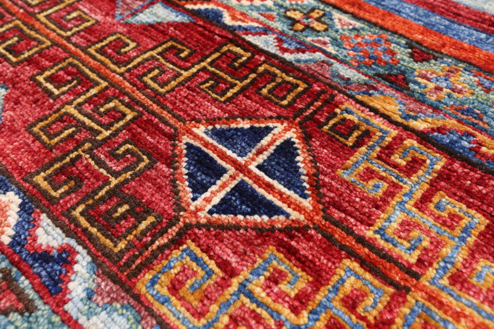 3' 2" X 4' 11" Hand Knotted Super Kazak Khorjin Wool Rug Q11112