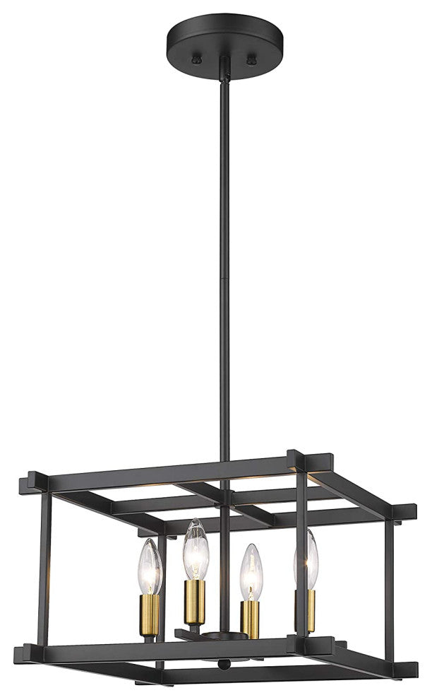 Black Close to Ceiling Light Fixture Caserectangle Semi Flush Mount