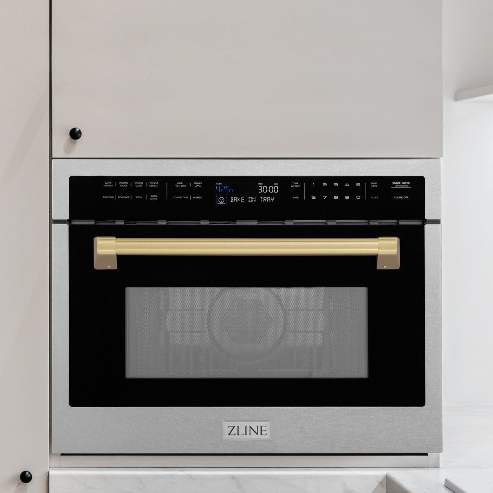 ZLINE 24" Microwave Oven, DuraSnow With Champagne Bronze MWOZ-24-SS-CB
