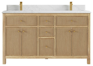 Sonoma 60 Double Bathroom Vanity in Light Natural Teak with 1.5" Empira Quartz