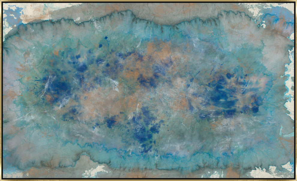 40x24 Sky Blue Spread, Framed Artwork, Gold